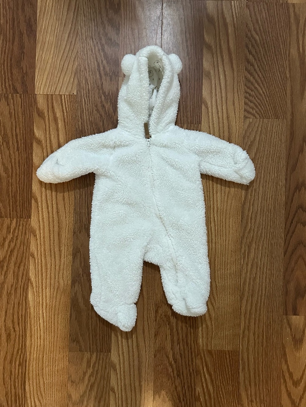 Carter’s Soft Sherpa Baby Teddy Bear One-Piece with Hood in White (NB)